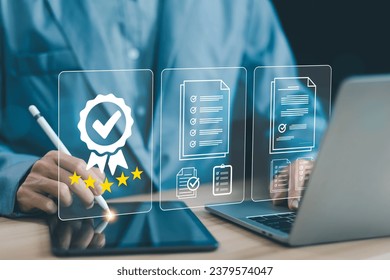 quality control, guarantee process. concept service system best certification check industrial. and certificate standard iso digital technology, service system business, and satisfaction customers.