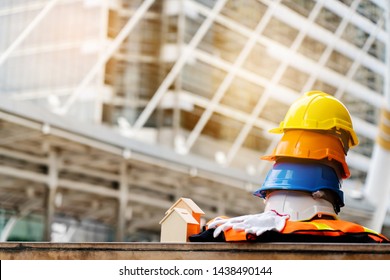 Quality engineers or construction teamwork. Safety concern for engineering or building work site or plant. Wearing helmet and protective equipment can safe workers life in industrial work or plant. - Shutterstock ID 1438490144