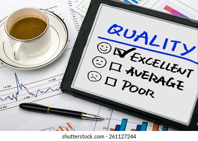 quality evaluation concept on tablet pc