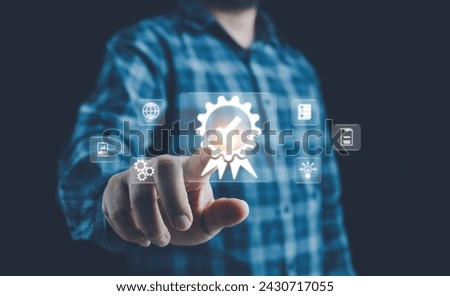 quality ISO, Standards quality control certification business technology concept ,Certification and standardization process, service Quality assurance, Guarantee, Standards, ISO certification concept.