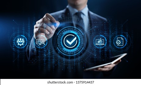 Quality standards ISO assurance control business technology concept. - Shutterstock ID 1375914437