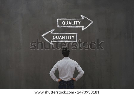 Quality vs quantity concept, performance and efficiency, business strategy choice