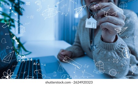 Quantitative analyst is drawing different math formulas on the glass screen. - Powered by Shutterstock - Get 15% off with code: PIKWIZARD15