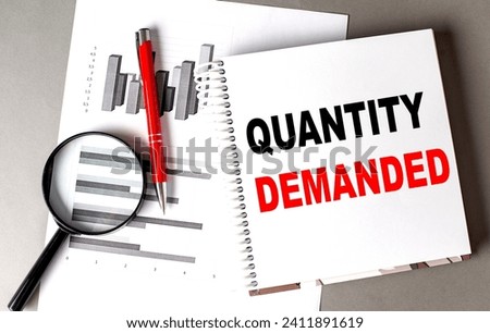 Quantity Demanded text written on a notebook with chart