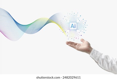 quantum computer and ai artificial intelligence technology.big data analytics processing.digital  information flow.innovation design