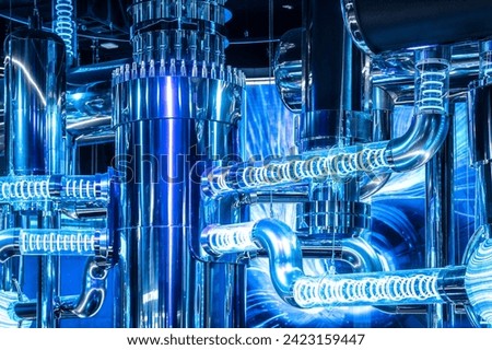 quantum computer concept. Nuclear reactor concept of future power energy generation system. information data charge efficiency system