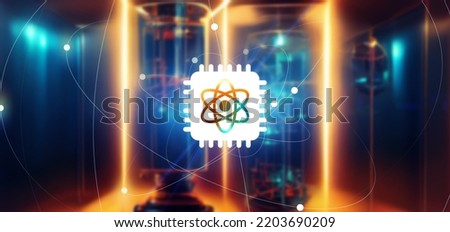 Quantum computer concept. Wide angle visual for banners or  advertisements.