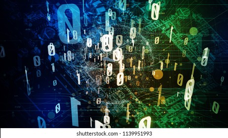 Quantum computing concept. Digital communication network. Technological abstract.