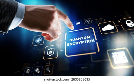 Quantum encryption technology for data security and information protection with digital interface elements