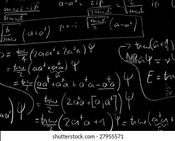 Quantum Mechanics Formulas On A Blackboard