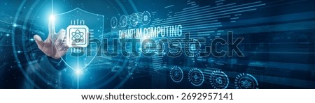 Quantum physicist protecting calculations Quantum computing systems, qubits entanglement superposition simulation encryption algorithms, and speed processing innovation.