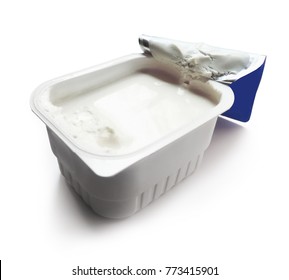 Quark Cheese Or Cream Cheese Container, Isolated On White Background.