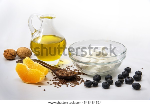 Quark Cottage Cheese Flax Seeds Linseed Stock Photo Edit Now