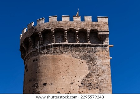 Quart Towers (Torres de Quart) were a part of this old Christian city wall build in the 14th century, towers are from the 15th century. VALENCIA, SPAIN. 
