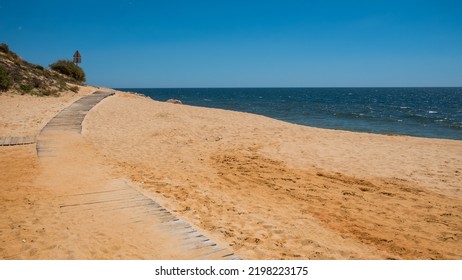 Quarteira Beach In Algarve, Portugal At Winter Time.