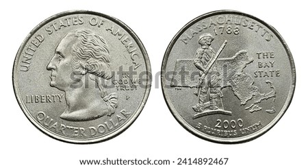 The quarter, short for quarter dollar, is a United States coin worth 25 cents, one-quarter of a dollar. The coin sports the profile of George Washington on its obverse. 1788
