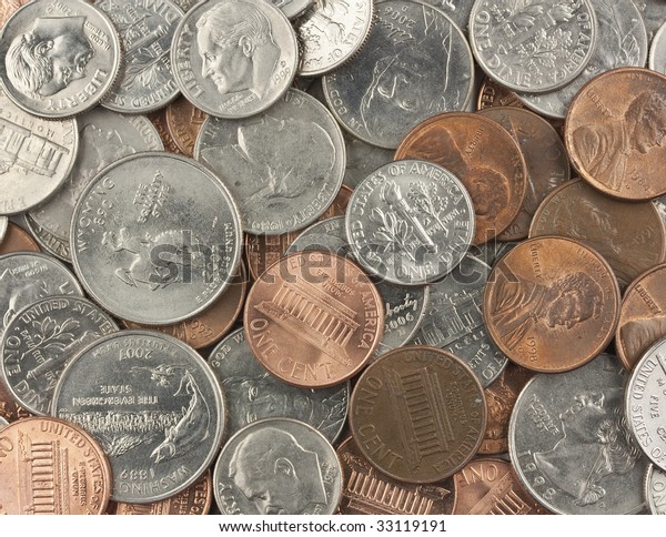 Quarters Dimes Nickels Pennies Stock Photo (Edit Now) 33119191