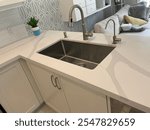 Quartz Countertop with a Single Stainless Steel Sink