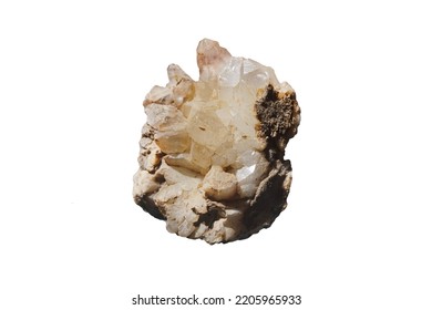 Quartz Crystalline Mineral Rock Stone Isolated On White Background. Silicon Dioxide.