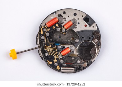 Quartz Wristwatch Movement In Old Clock Isolated