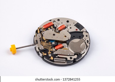 Quartz Wristwatch Movement In Old Clock Isolated