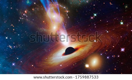 Quasar with jets in the deep space. Elements of this image furnished by NASA.