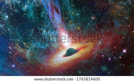 Quasar with jets in the deep space. Elements of this image furnished by NASA.