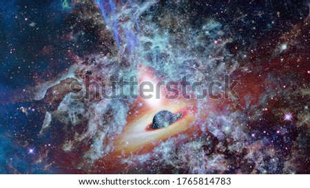 Quasar with jets in the deep space. Elements of this image furnished by NASA.