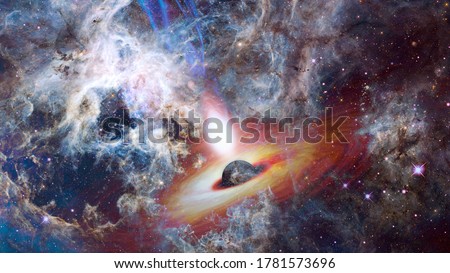 Quasar with jets in the deep space. Elements of this image furnished by NASA.
