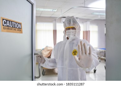 Quatantine Room Do Not Entry With Doctor Hold Hand For Break People In Healthcare Concept In Hospital