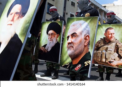 Quds Day Rally, Parade Of Military Forces, Along With Photographs Of Qasem Soleimani, Iran Tehran, May 31, 2019.