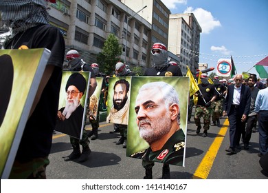 Quds Day rally, Parade of military forces, along with photographs of Qasem Soleimani, Iran Tehran, May 31, 2019.