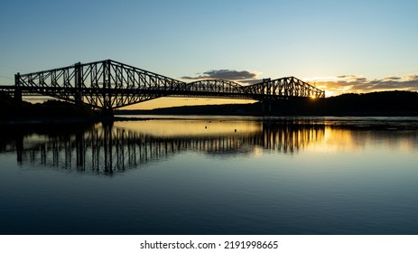 Quebec Bridge On A Calm Summer Day At Sunset