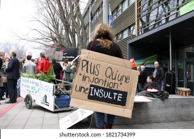 Quebec, Canada - 01/05/2015: Strike Of Cegep De Limoilou Teachers Against Austerity