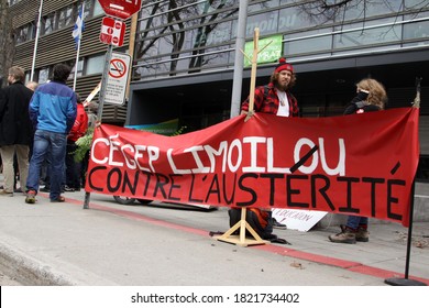 Quebec, Canada - 01/05/2015: Strike Of Cegep De Limoilou Teachers Against Austerity