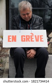 Quebec, Canada - 01/05/2015: Strike Of Cegep De Limoilou Teachers Against Austerity