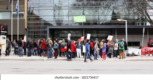 Quebec, Canada - 01/05/2015: Strike Of Cegep De Limoilou Teachers Against Austerity