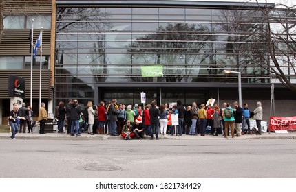 Quebec, Canada - 01/05/2015: Strike Of Cegep De Limoilou Teachers Against Austerity