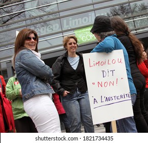 Quebec, Canada - 01/05/2015: Strike Of Cegep De Limoilou Teachers Against Austerity