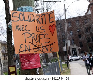 Quebec, Canada - 01/05/2015: Strike Of Cegep De Limoilou Teachers Against Austerity