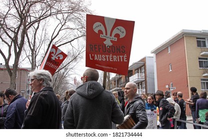 Quebec, Canada - 01/05/2015: Strike Of Cegep De Limoilou Teachers Against Austerity