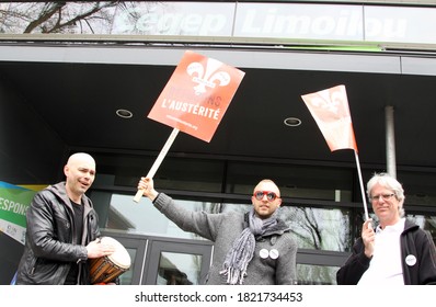 Quebec, Canada - 01/05/2015: Strike Of Cegep De Limoilou Teachers Against Austerity