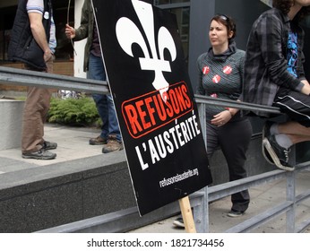 Quebec, Canada - 01/05/2015: Strike Of Cegep De Limoilou Teachers Against Austerity