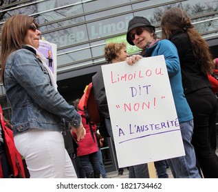 Quebec, Canada - 01/05/2015: Strike Of Cegep De Limoilou Teachers Against Austerity