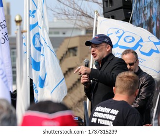 
Quebec, Canada - 05/12/2016: Manifestation Of CUPE, Canadian Union Of Public Employees And The FTQ, Quebec Federation Of Workers In Quebec