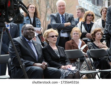 
Quebec, Canada - 06/05/2015: Unveiling Of The Bust Of Camille Laurin With The Presence Of Bernard Landry, Premier Of Quebec From 2001 To 2003 At The Quebec National Assembly In Quebec