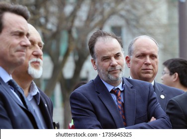 
Quebec, Canada - 06/05/2015: Unveiling Of The Bust Of Camille Laurin With The Presence Of Bernard Landry, Premier Of Quebec From 2001 To 2003 At The Quebec National Assembly In Quebec