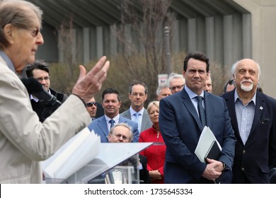 
Quebec, Canada - 06/05/2015: Unveiling Of The Bust Of Camille Laurin With The Presence Of Bernard Landry, Premier Of Quebec From 2001 To 2003 At The Quebec National Assembly In Quebec