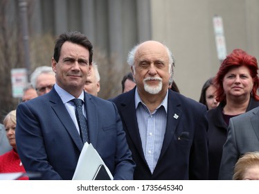 
Quebec, Canada - 06/05/2015: Unveiling Of The Bust Of Camille Laurin With The Presence Of Bernard Landry, Premier Of Quebec From 2001 To 2003 At The Quebec National Assembly In Quebec