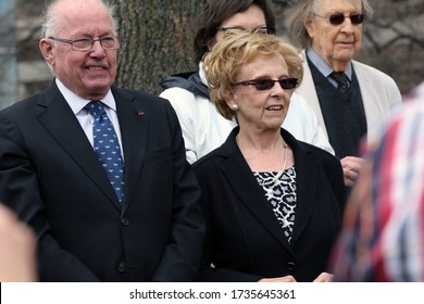 
Quebec, Canada - 06/05/2015: Unveiling Of The Bust Of Camille Laurin With The Presence Of Bernard Landry, Premier Of Quebec From 2001 To 2003 At The Quebec National Assembly In Quebec